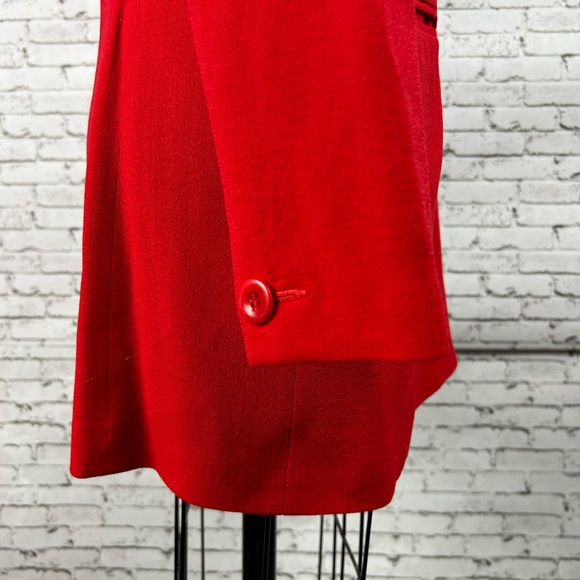 Casual Corner 100% wool gorgeous bright red thin light weight elongated blazer M - Picture 7 of 12